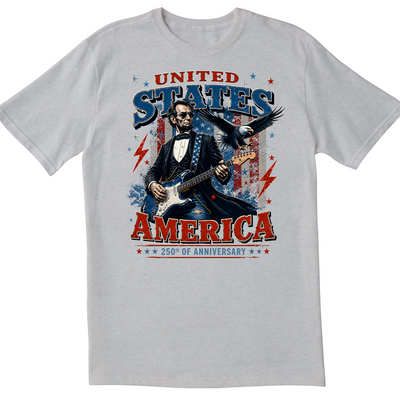 Abraham Lincoln Guitar Shirt, United States of America 250th Anniversary Shirt, Patriotic Rock Guitar Tee, USA Independence Day Shirt