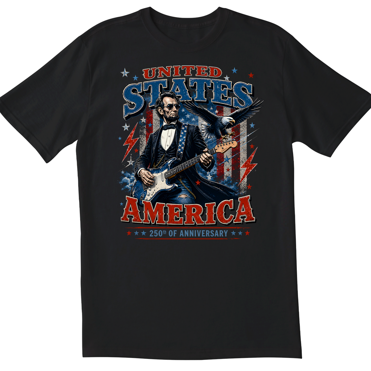 Abraham Lincoln Guitar Shirt, United States of America 250th Anniversary Shirt, Patriotic Rock Guitar Tee, USA Independence Day Shirt