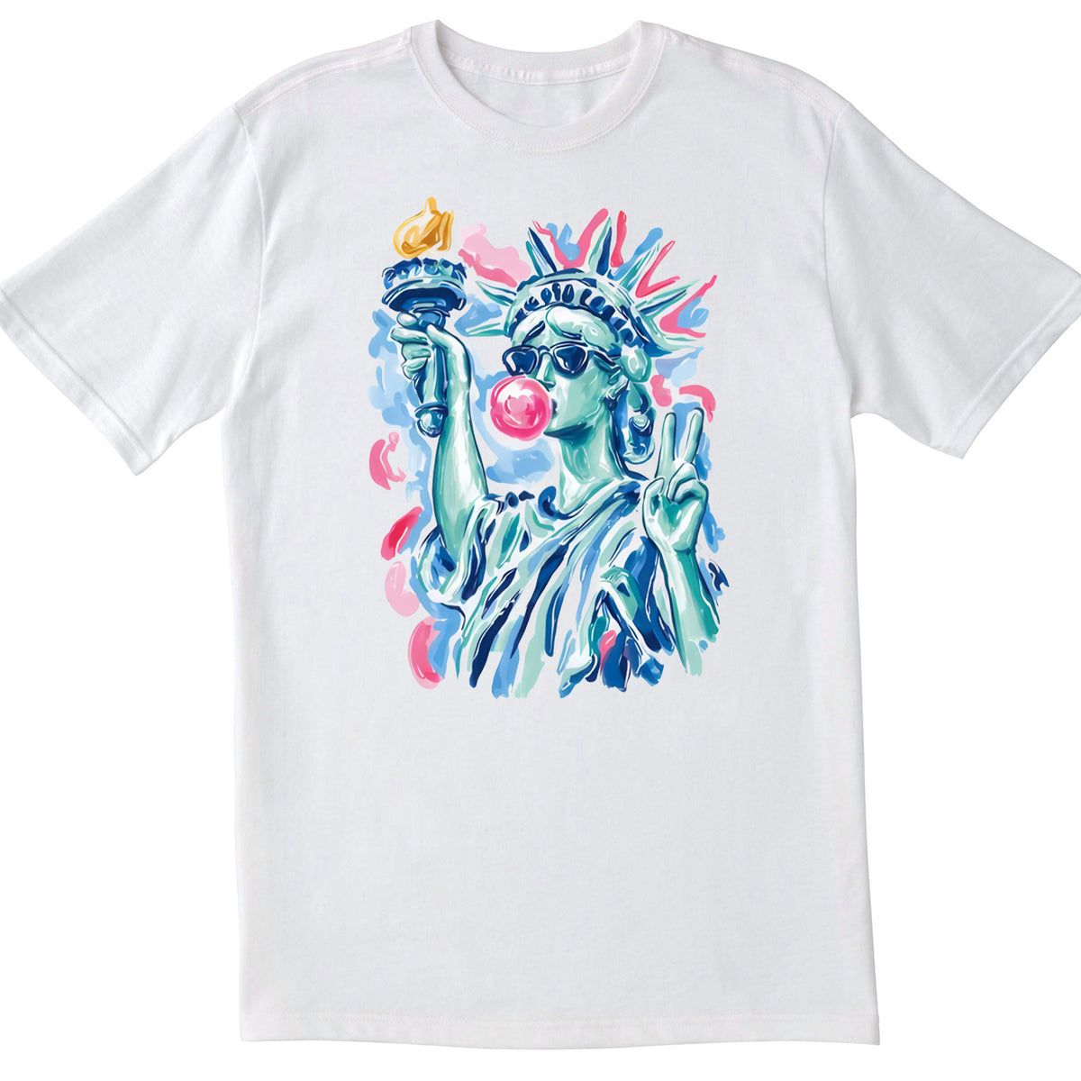 Statue Of Liberty Bubble Gum Shirt, Patriotic Coquette Tee, Cute 4th Of July Shirt For Women