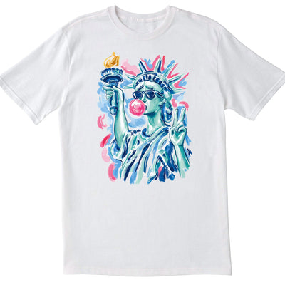 Statue Of Liberty Bubble Gum Shirt, Patriotic Coquette Tee, Cute 4th Of July Shirt For Women