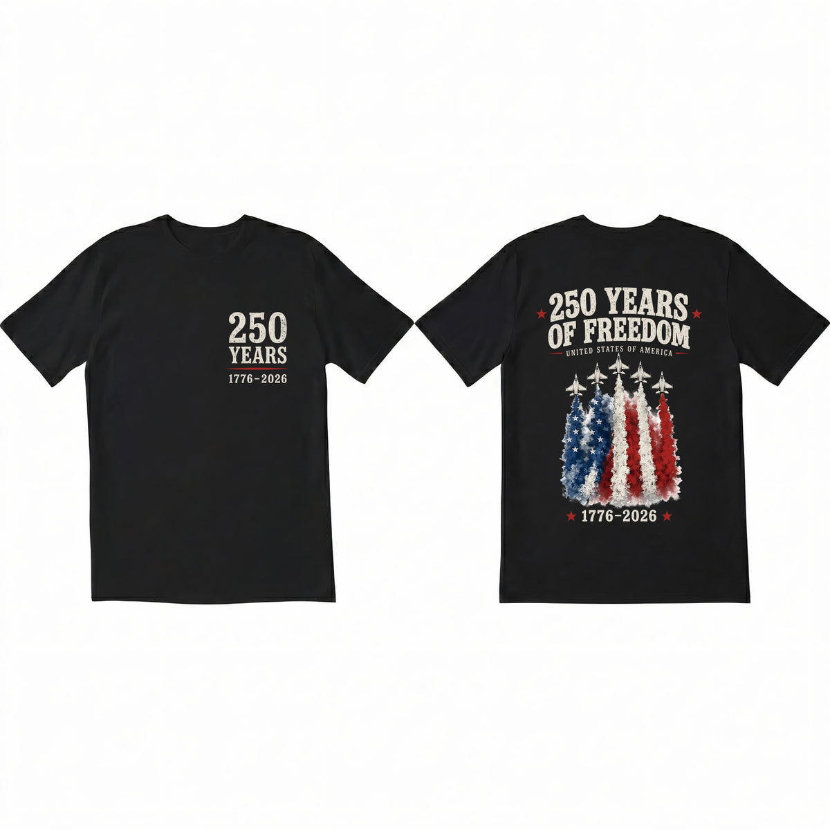 250 Years of Freedom T-Shirt, America 250 Shirt, Patriotic Fighter Jet Tee, 4th of July Gift