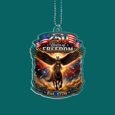 Patriotic Eagle & Horse Acrylic Car Hanger, 250 Years Of Freedom Car Ornament, USA Anniversary Car Decor