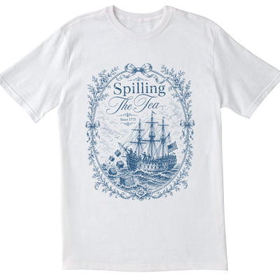 Blue Toile Spilling The Tea Since 1773 Shirt | America 250th Anniversary Tee
