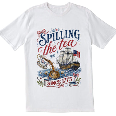Vintage Patriotic Shirt, Spilling The Tea Since 1773 Tee, Bow Coquette Vintage USA Celebration Shirt