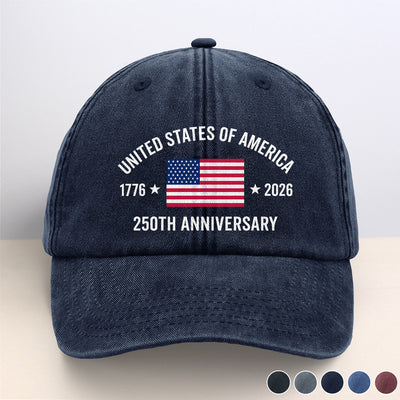 America 250th Anniversary Flag Logo Vintage Washed Denim Cap , Independence Baseball Cap, USA 250 Years Gift