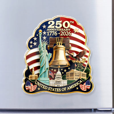 United States 250th Birthday Commemorative Acrylic Fridge Magnet, Patriotic Fridge Decor, US Marine Corps 250th Anniversary Gift