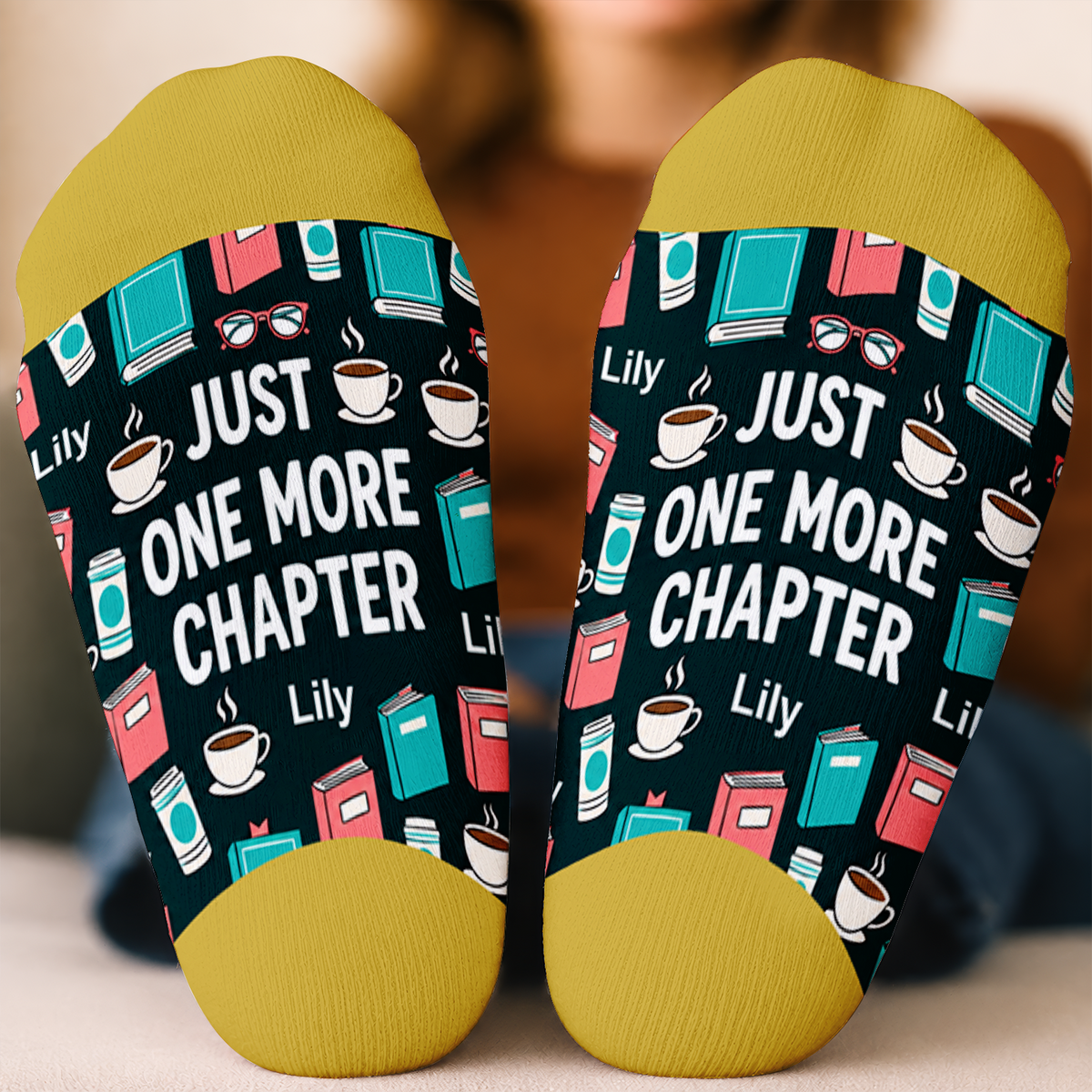 Just One More Chapter - Personalized Middle Tube Socks, Bookish Gifts For Book Lovers, Bookworms, Readers