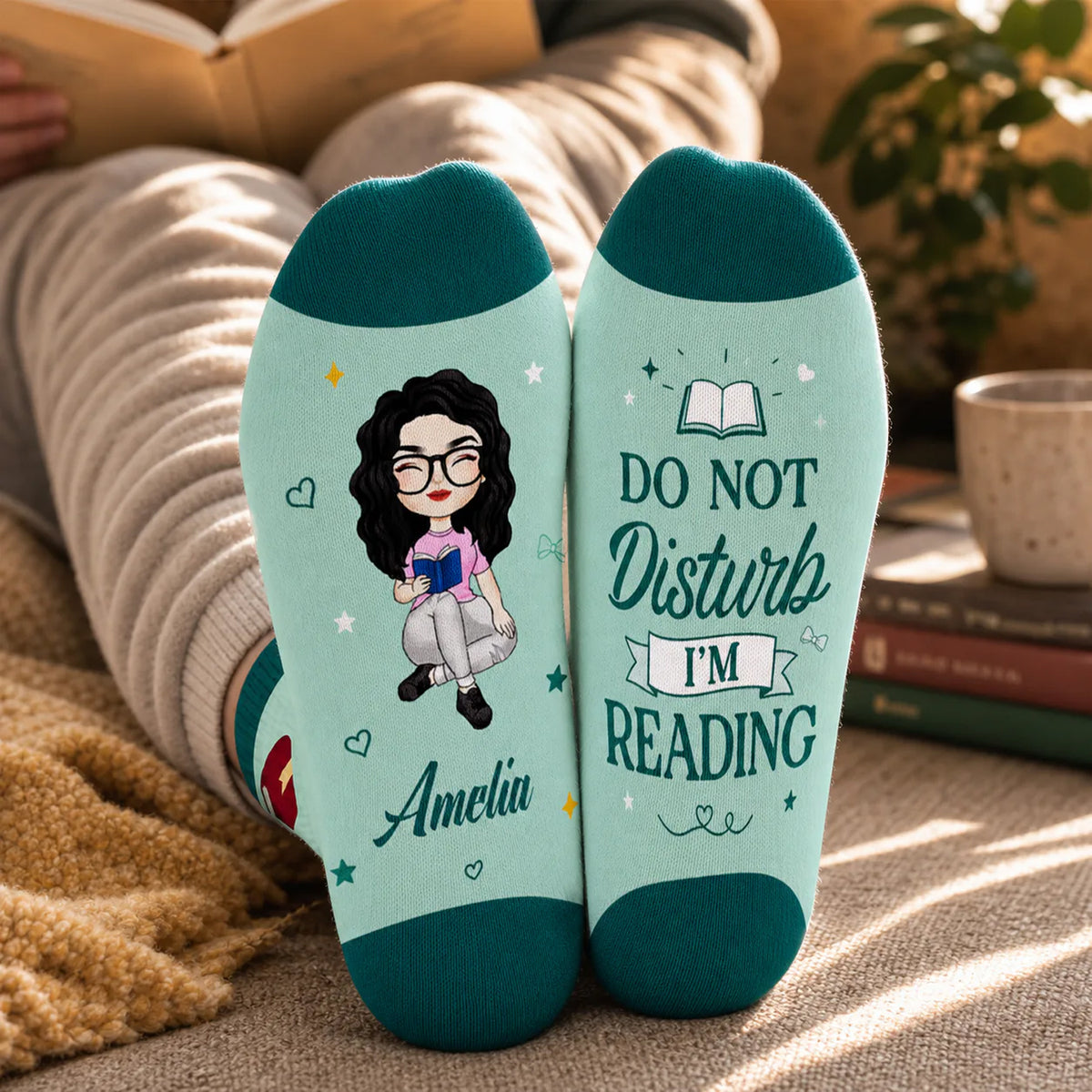 Do Not Disturb I'm Reading - Personalized Middle Tube Socks, Book Lover Socks, Gift For Her