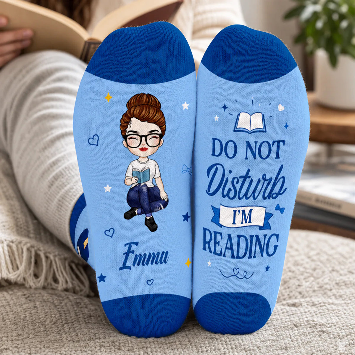 Do Not Disturb I'm Reading - Personalized Middle Tube Socks, Book Lover Socks, Gift For Her