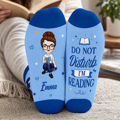 Do Not Disturb I'm Reading - Personalized Middle Tube Socks, Book Lover Socks, Gift For Her