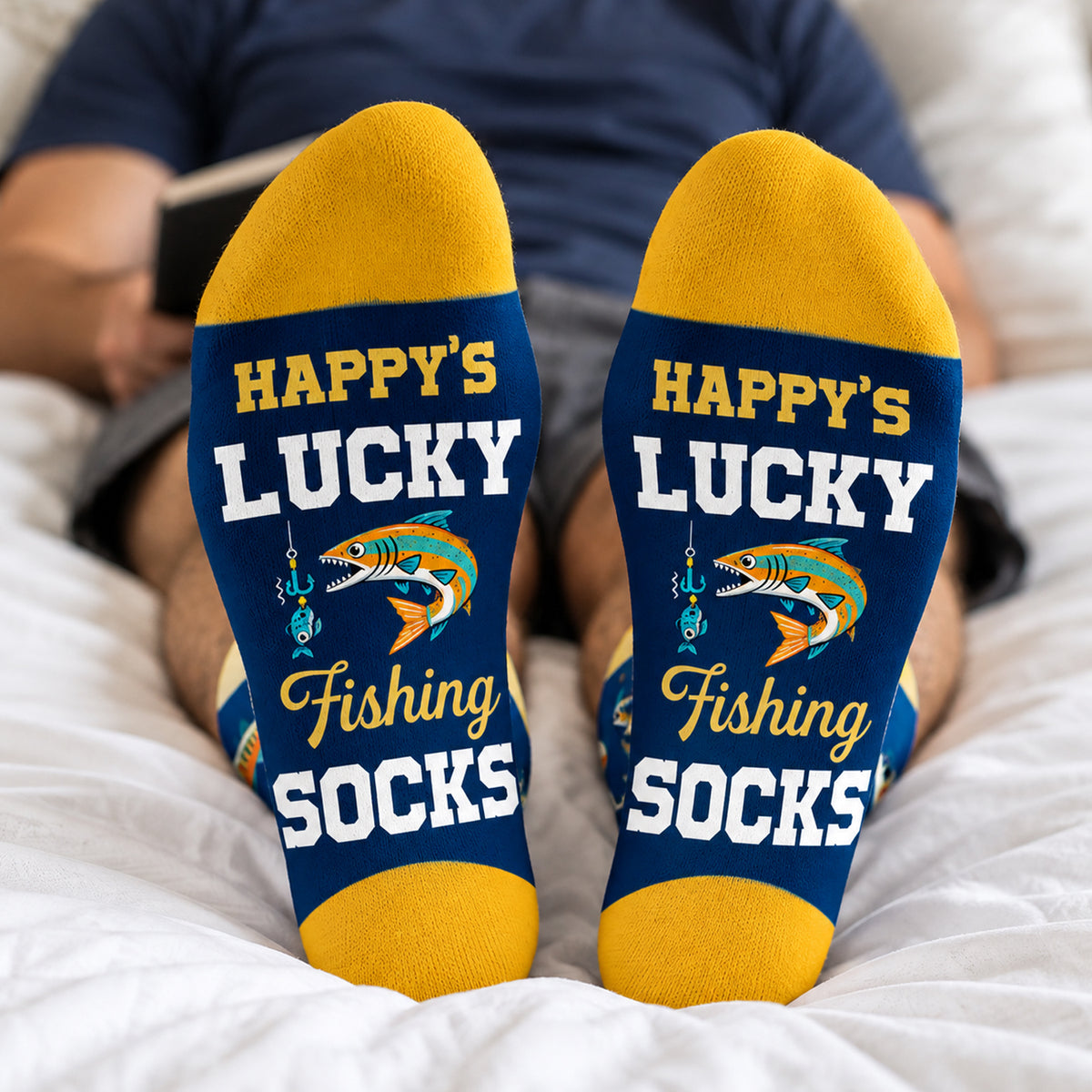 My Lucky Fishing Socks - Personalized Middle Tube Socks, Gift For Fishing Lovers, Hooked For Life