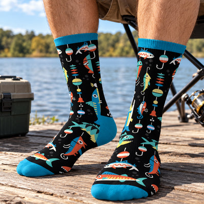 My Lucky Fishing Socks - Personalized Middle Tube Socks, Gift For Fishing Lovers, Hooked For Life
