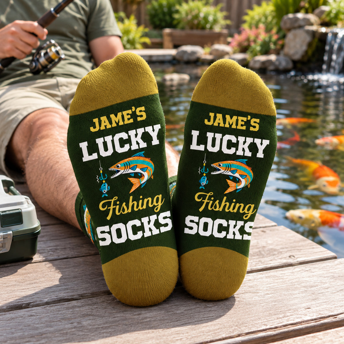 My Lucky Fishing Socks - Personalized Middle Tube Socks, Gift For Fishing Lovers, Hooked For Life