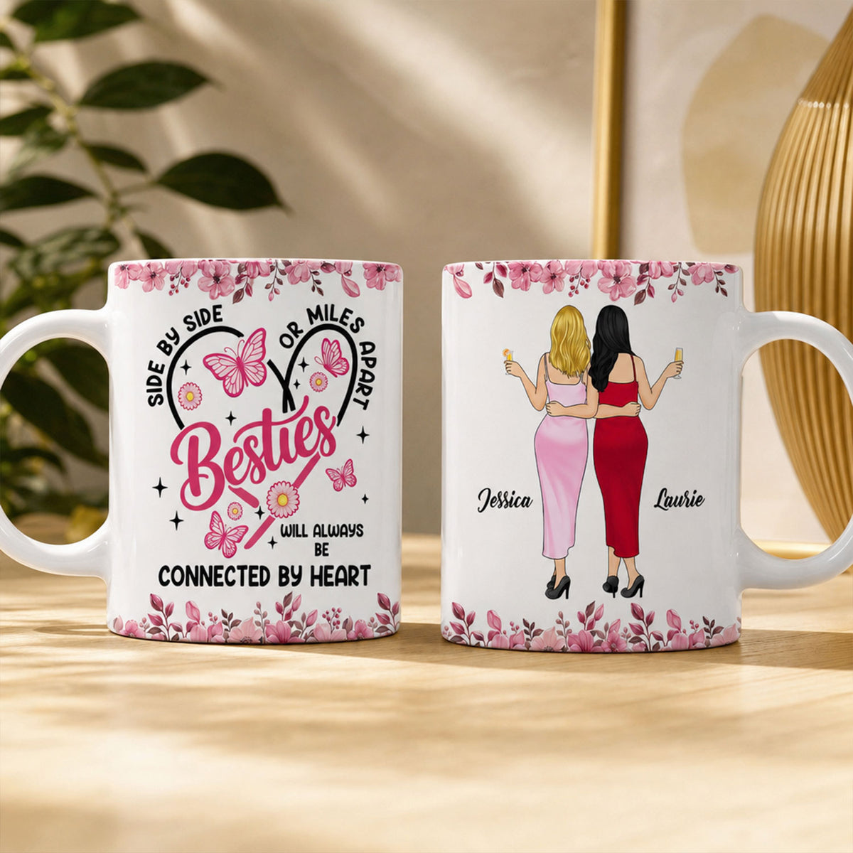 Side By Side My Bestie - Personalized Mug, Custom Best Friend Mug, Gift For Bestie