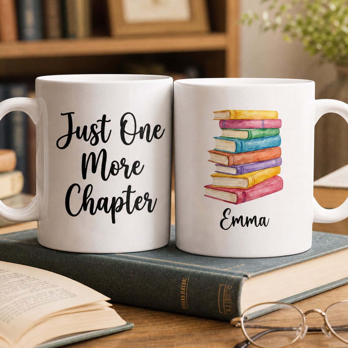 Jusst One More Chapter - Personalized Mug, Reading Gift, Coffee Mug Gift For Book Lovers