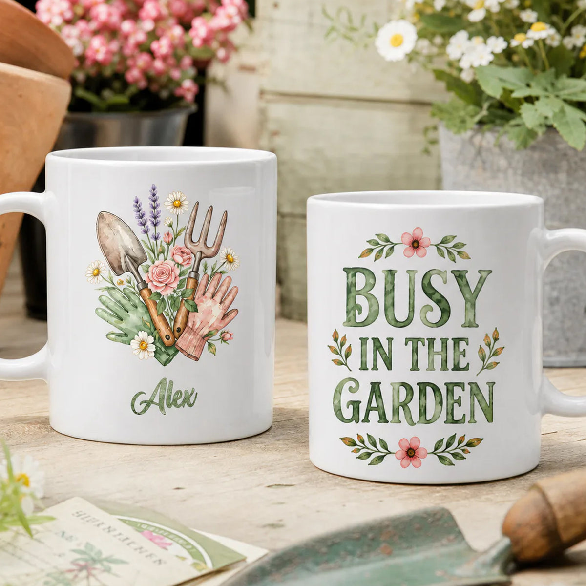 Busy In The Garden - Personalized Mug, Custom Gift For Gardener, Gardening Gift