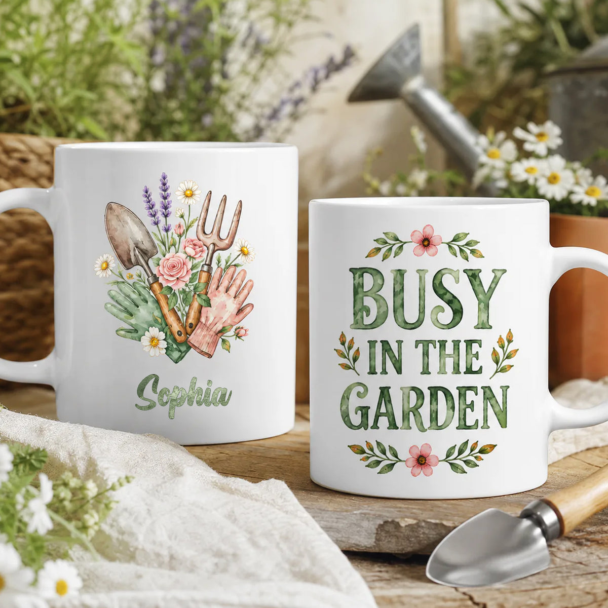 Busy In The Garden - Personalized Mug, Custom Gift For Gardener, Gardening Gift