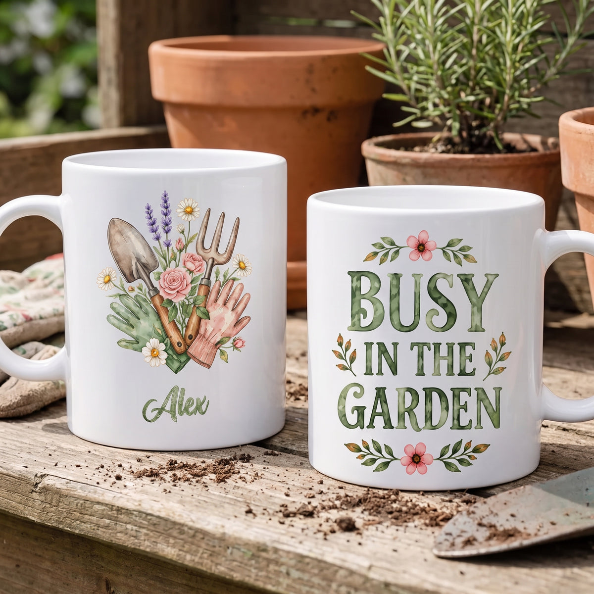Busy In The Garden - Personalized Mug, Custom Gift For Gardener, Gardening Gift