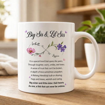 Big Sis And Lil Sis-  Personalized Mug, Gift For Sisters, Family Gift