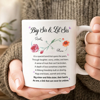 Big Sis And Lil Sis-  Personalized Mug, Gift For Sisters, Family Gift