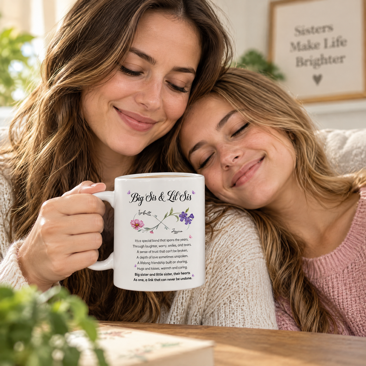 Big Sis And Lil Sis-  Personalized Mug, Gift For Sisters, Family Gift