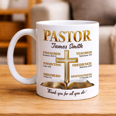 My Preacher, Teacher, & Shepherd - Personalized  Mug, Gift For Pastor, Catholic Gift