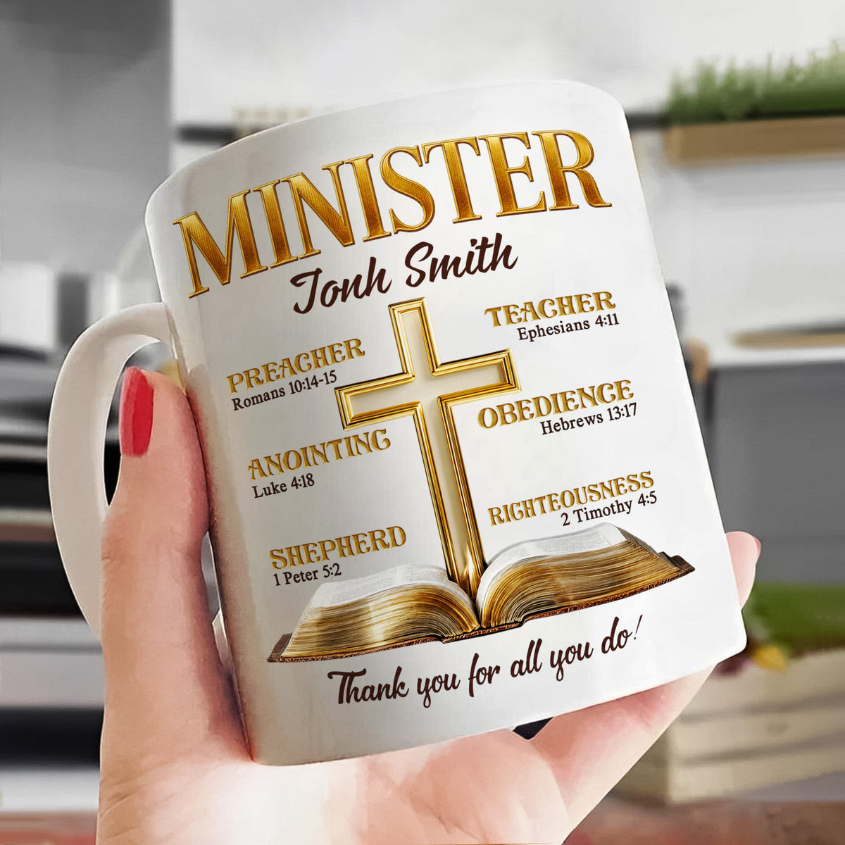 My Preacher, Teacher, &amp; Shepherd - Personalized  Mug, Gift For Pastor, Catholic Gift
