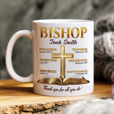 My Preacher, Teacher, & Shepherd - Personalized  Mug, Gift For Pastor, Catholic Gift