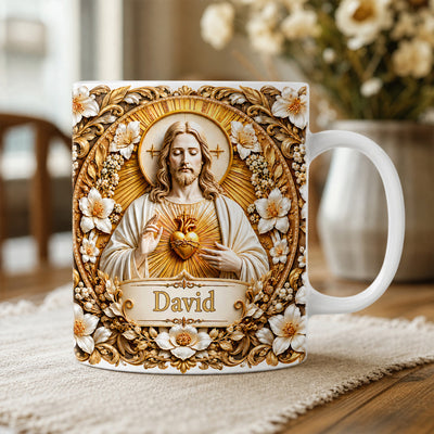 Jesus Sacred Heart- Personalized Mug, Gifts For Christian,  Jesus Coffee Mug
