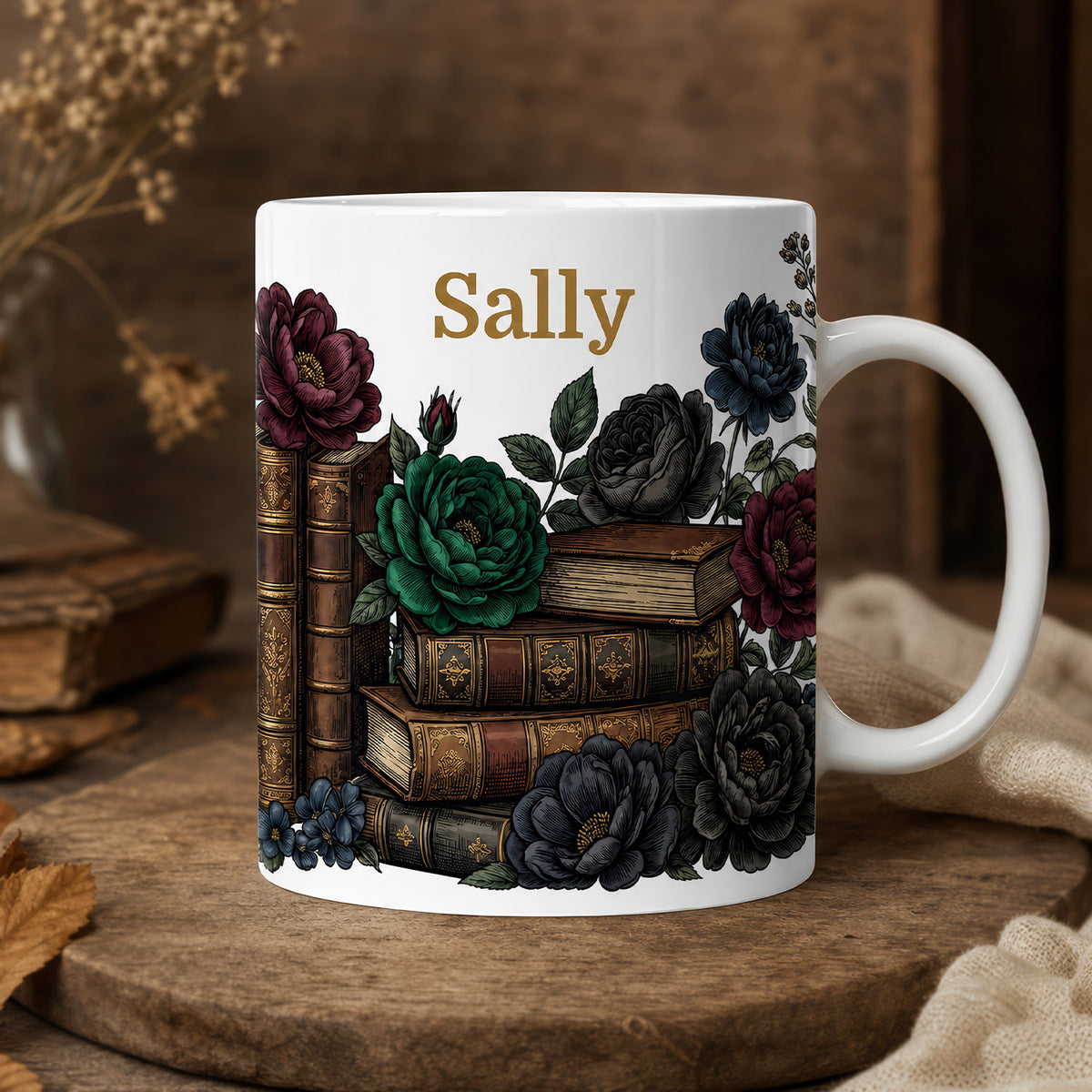 Dark Academia Personalized Book Lover Mug – Unique Gift for Readers &amp; Bookworms