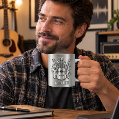 A Gift For The One Who Lets Every Chord Tell Their Story - Personalized Mug, Gift For Guitar Lovers, 3D Metallic Brushed Mug