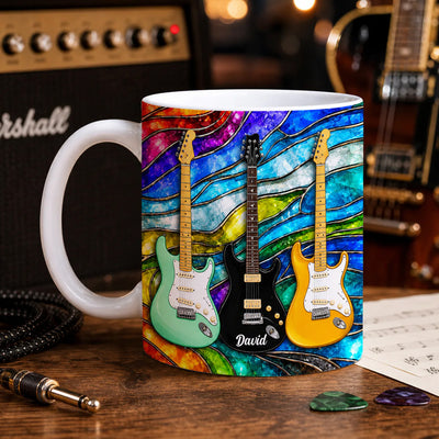Guitar Is My Most Favorite - Personalized Mug, Custom Electric Guitar Art Coffee Mug
