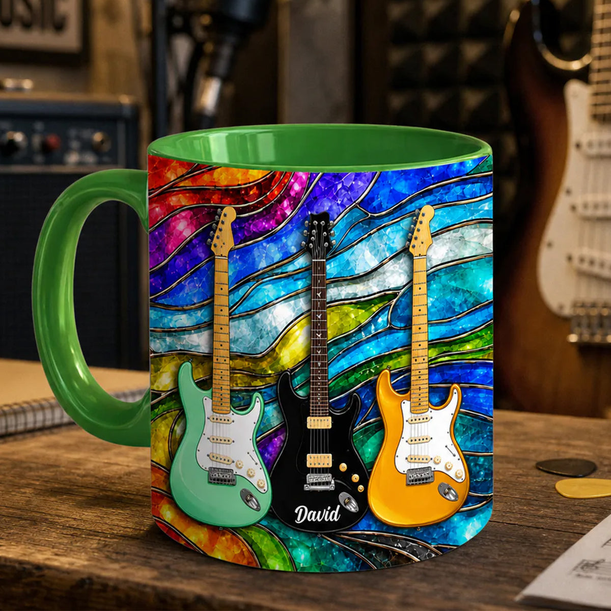 Guitar Is My Most Favorite - Personalized Mug, Custom Electric Guitar Art Coffee Mug