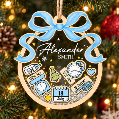 Our Little Christmas Miracle – Personalized Ornament, Custom Baby Birth Stats Christmas , First Christmas Ornament