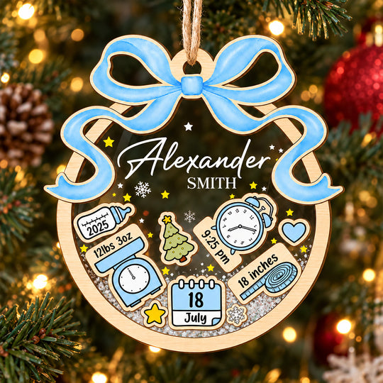 Our Little Christmas Miracle – Personalized Ornament, Custom Baby Birth Stats Christmas , First Christmas Ornament