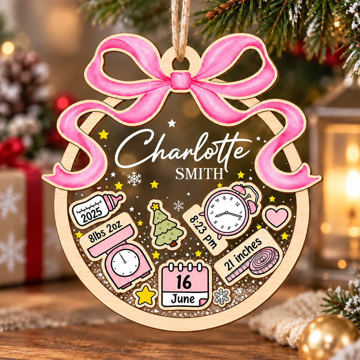 Our Little Christmas Miracle – Personalized Ornament, Custom Baby Birth Stats Christmas , First Christmas Ornament
