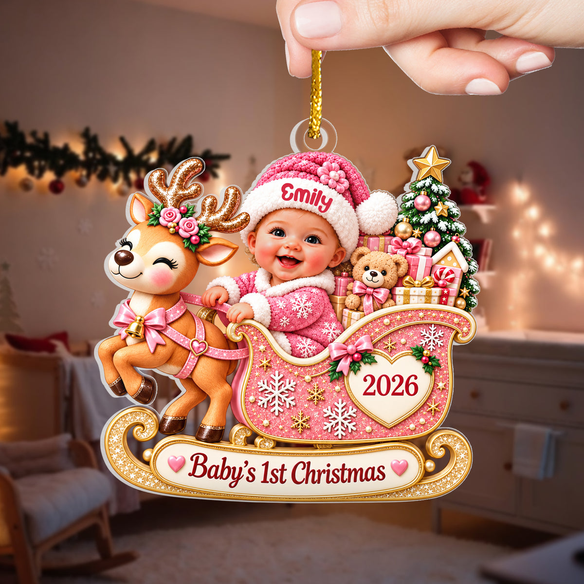 Baby’s First Christmas - Personalized Acrylic Ornament , Custom Name Acrylic Keepsake, Newborn Baby Girl Boy Gift