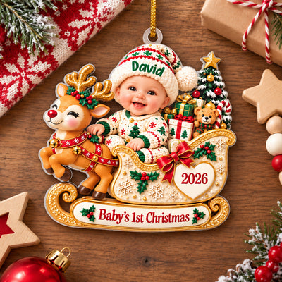 Baby’s First Christmas - Personalized Acrylic Ornament , Custom Name Acrylic Keepsake, Newborn Baby Girl Boy Gift