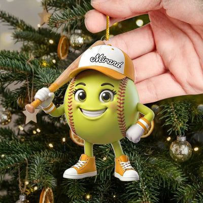 Softball Is My Happy Place - Personalized Acrylic Ornament, Gift For Sport Lovers, Softball Gift