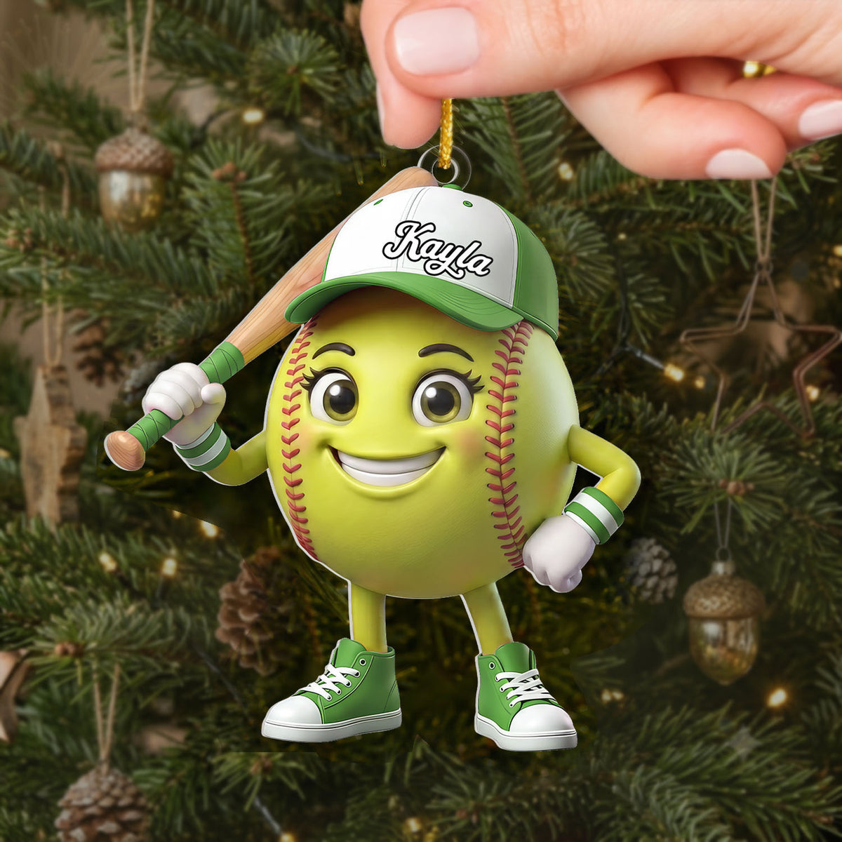 Softball Is My Happy Place - Personalized Acrylic Ornament, Gift For Sport Lovers, Softball Gift
