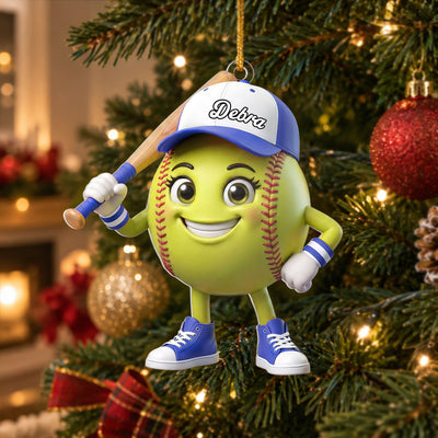 Softball Is My Happy Place - Personalized Acrylic Ornament, Gift For Sport Lovers, Softball Gift