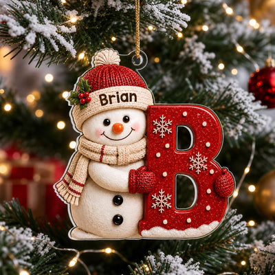First Letter Christmas - Personalized Ornament, Custom Kids Name Ornament, Gift For Grandson And Granddaughter
