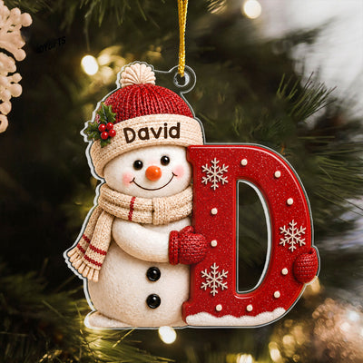 First Letter Christmas - Personalized Ornament, Custom Kids Name Ornament, Gift For Grandson And Granddaughter