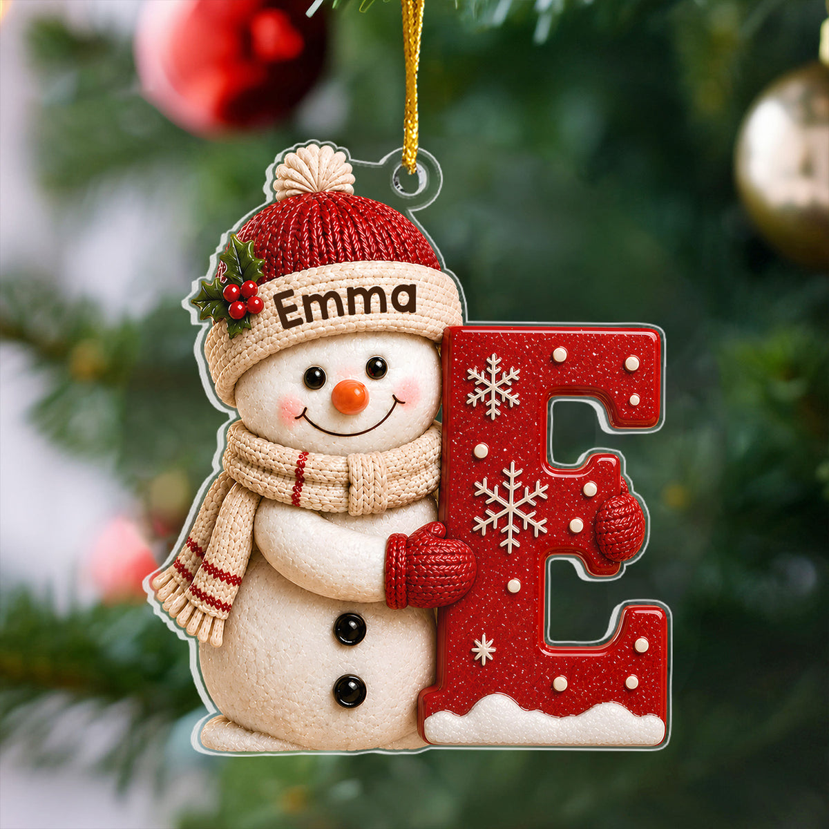 First Letter Christmas - Personalized Ornament, Custom Kids Name Ornament, Gift For Grandson And Granddaughter