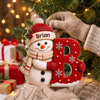 First Letter Christmas - Personalized Ornament, Custom Kids Name Ornament, Gift For Grandson And Granddaughter