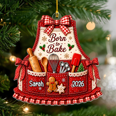 Christmas Baking Apron - Personalized  Acrylic Ornament,  Baking Ornaments for Christmas Tree, Gift for Bakers, Cooking Ornament for Baking Lovers