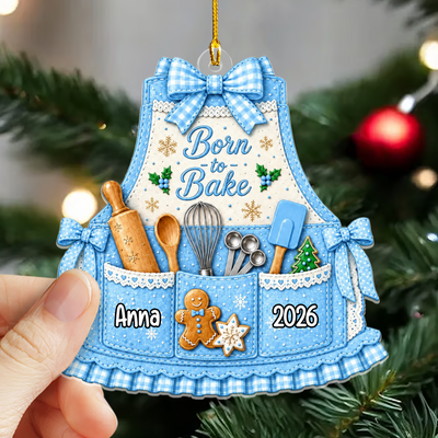 Christmas Baking Apron - Personalized  Acrylic Ornament,  Baking Ornaments for Christmas Tree, Gift for Bakers, Cooking Ornament for Baking Lovers