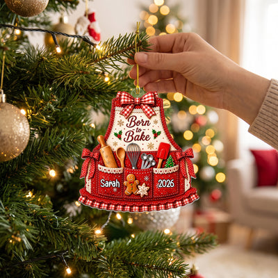 Christmas Baking Apron - Personalized  Acrylic Ornament,  Baking Ornaments for Christmas Tree, Gift for Bakers, Cooking Ornament for Baking Lovers