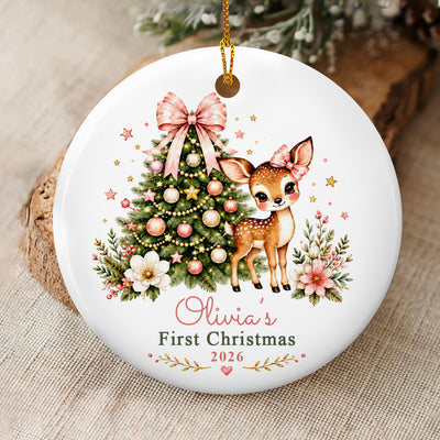 Baby Deer First Christmas - Personalized Ceramic Ornament, Keepsake Gift, Ceramic Tree Decoration