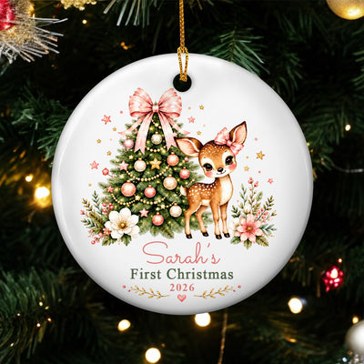 Baby Deer First Christmas - Personalized Ceramic Ornament, Keepsake Gift, Ceramic Tree Decoration